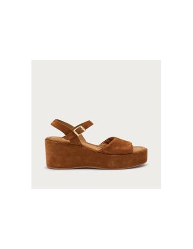 Sandali con zeppa in pelle scamosciata